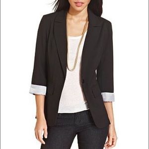 BCX black stripe button lapel blazer S